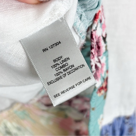 John Mark Embroidered Boho Patchwork Linen Top Sz S - Picture 6 of 7